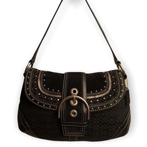 Coach suede signature and leather embellished soho bag RARE f11517